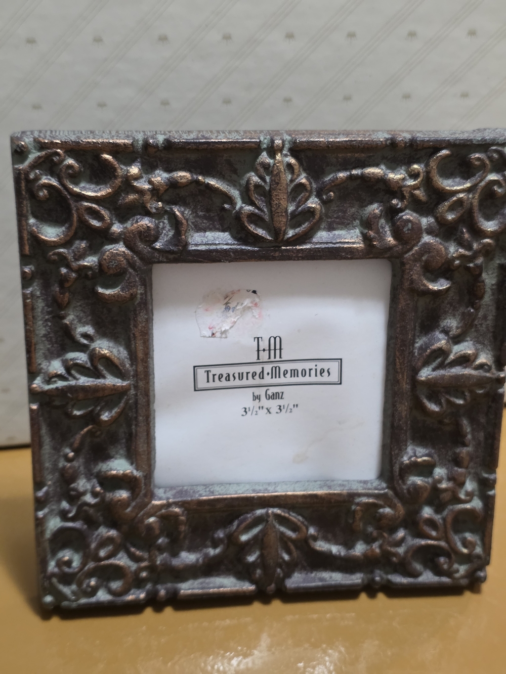 VTG Ganz Treasured Memories Sm Square  Frame Ornate Bronze Verdigris 3.5 x 3.5